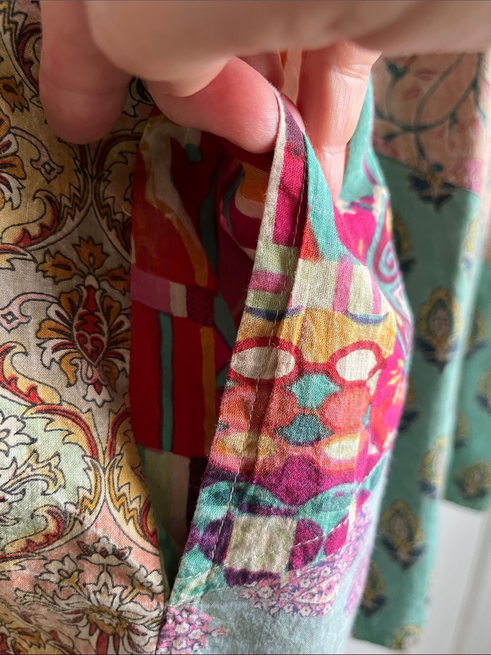 Patchwork Printed Button-Front Jacket - Multicolor - Picture 3 of 5